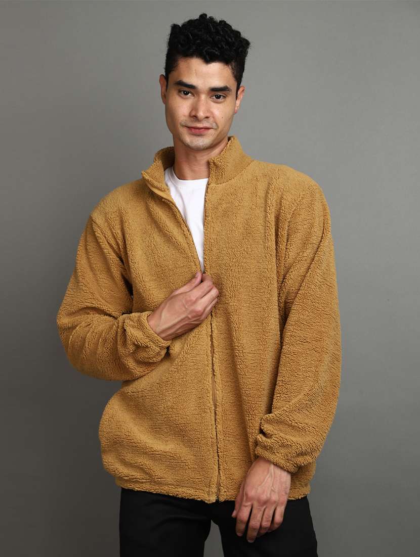 brown cotton casual jacket