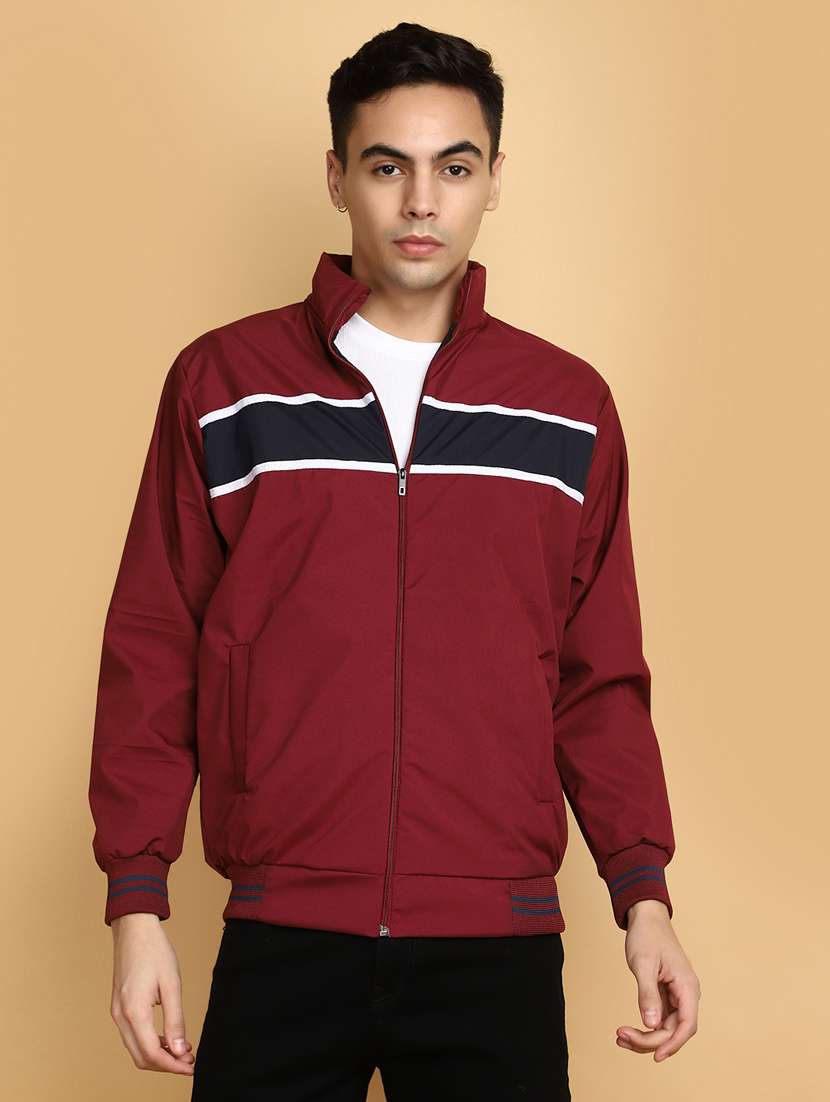 maroon cotton casual jacket