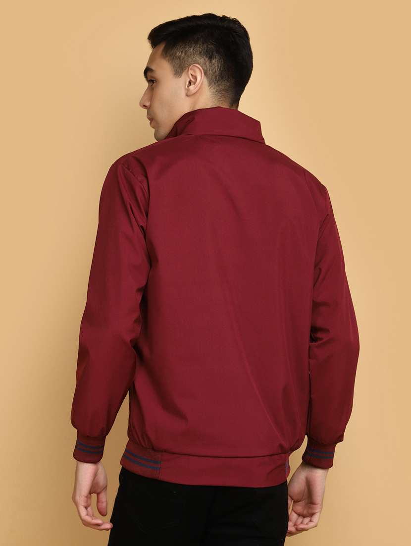maroon cotton casual jacket - 20591104 -  Standard Image - 2