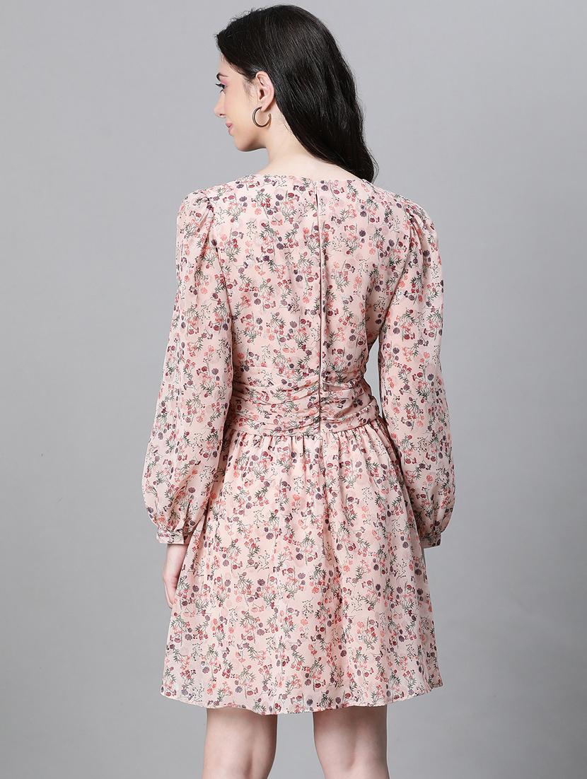 peach polyester wrap dress - 20591130 - Standard Image - 2