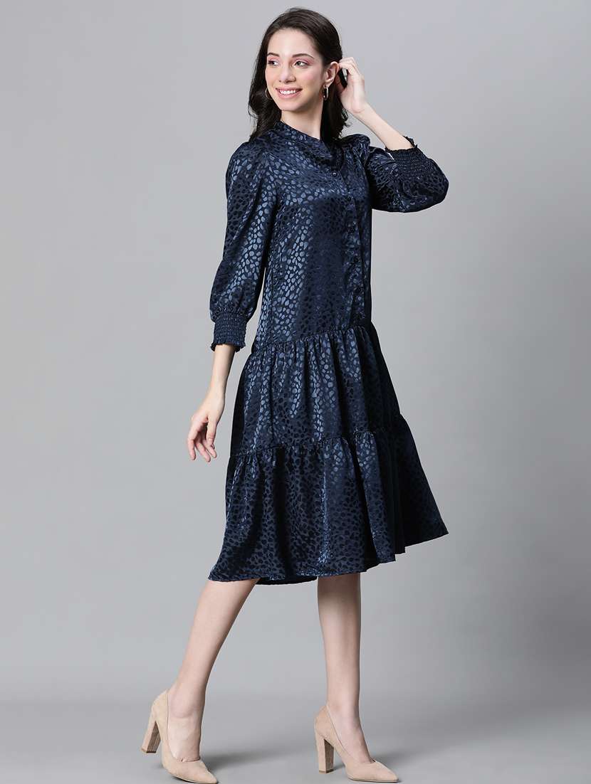 navy blue polyester tiered shirt dress - 20591140 -  Standard Image - 2