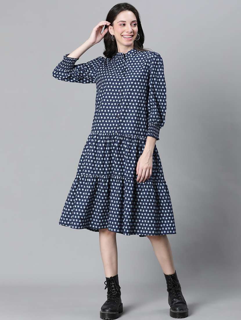 blue cotton tiered shirt dress - 20591141 -  Standard Image - 2