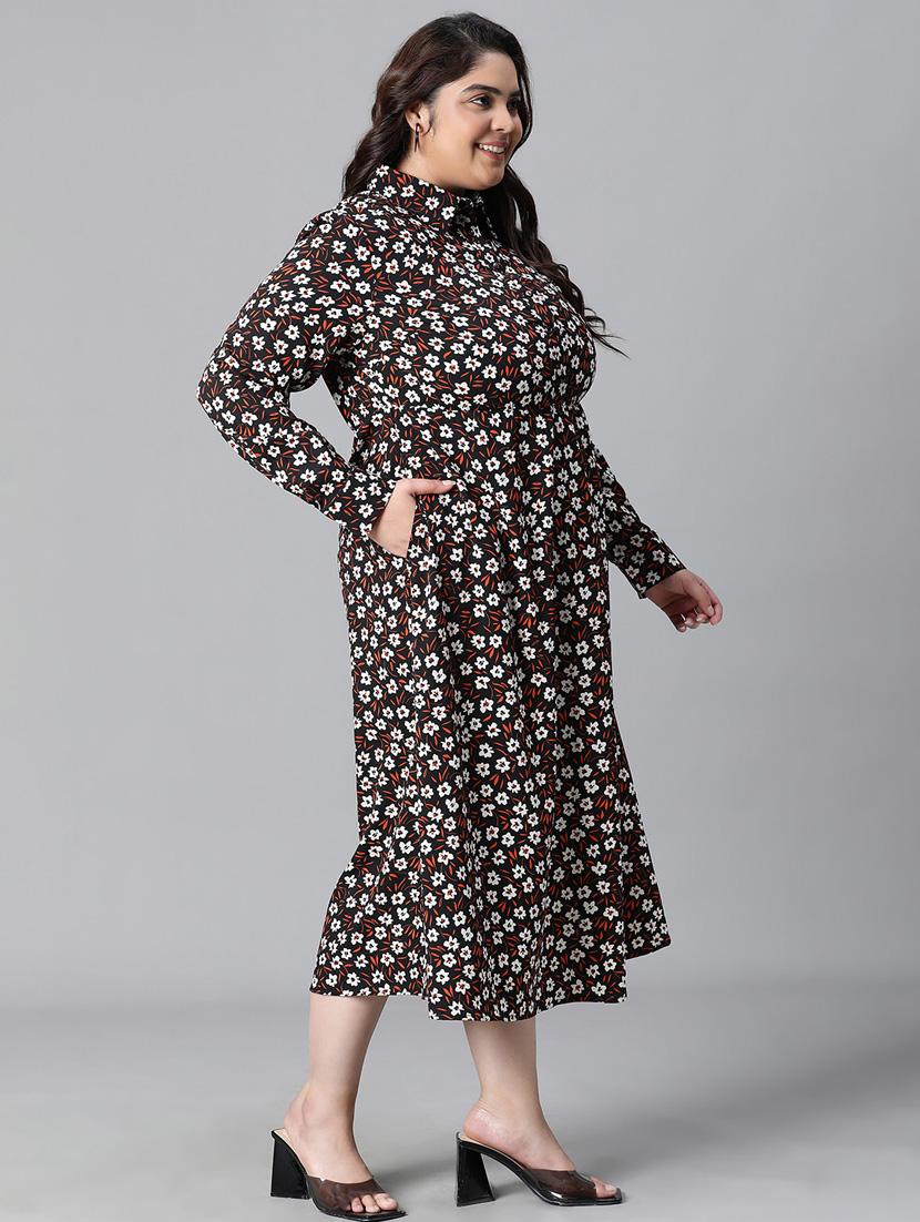 black polyester shirt dress - 20591142 - Standard Image - 2