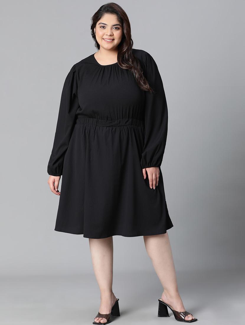 black polyester aline dress - 20591148 - Standard Image - 2