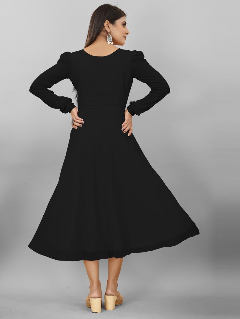 women v-neck solid a-line ethnic dress - 20592311 - Standard Image - 2