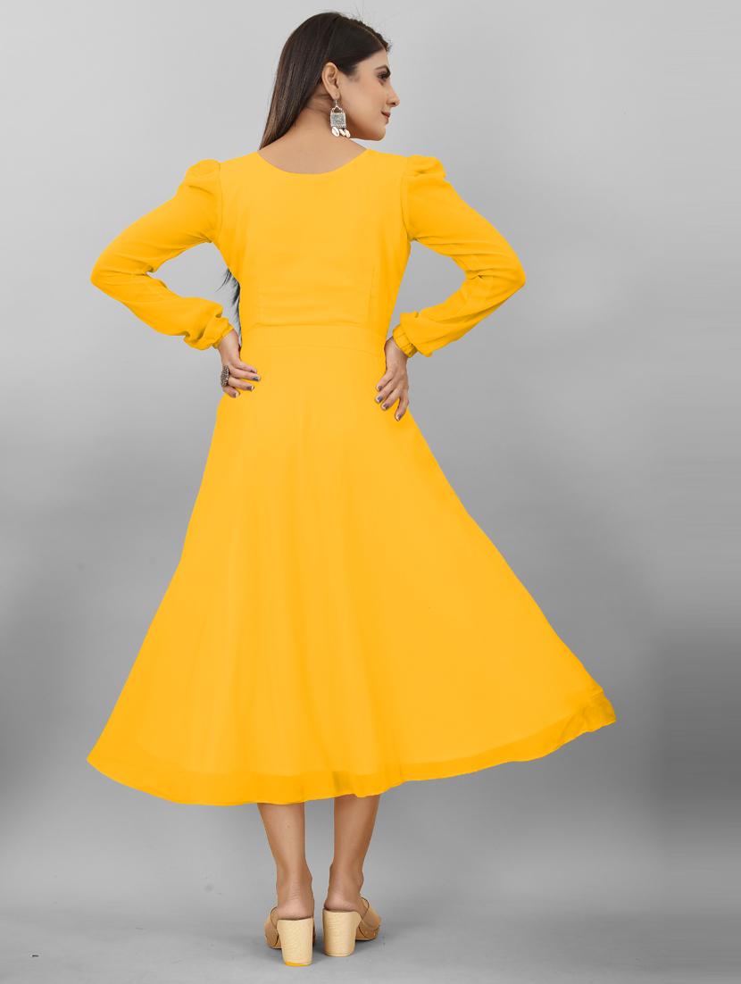 women v-neck solid a-line ethnic dress - 20592312 - Standard Image - 2