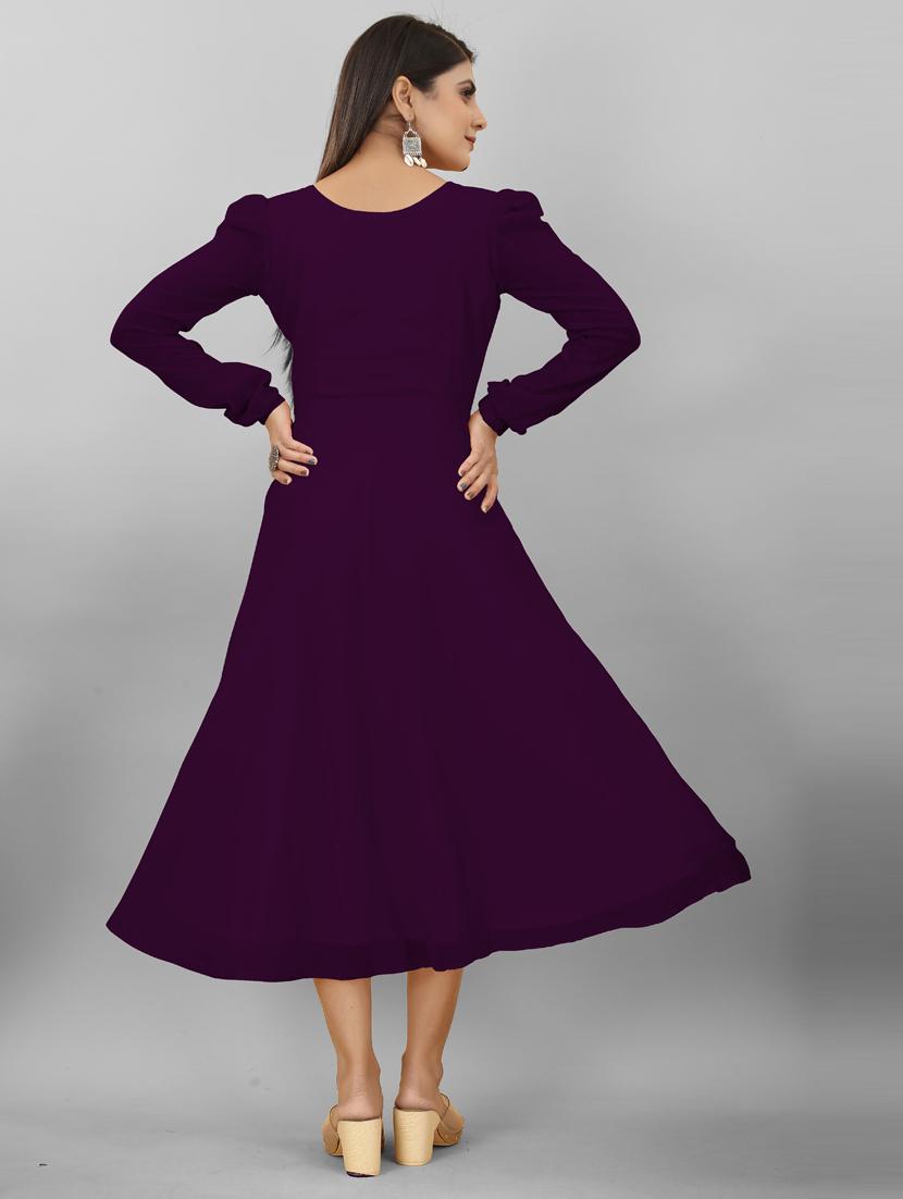 women v-neck solid a-line ethnic dress - 20592315 - Standard Image - 2