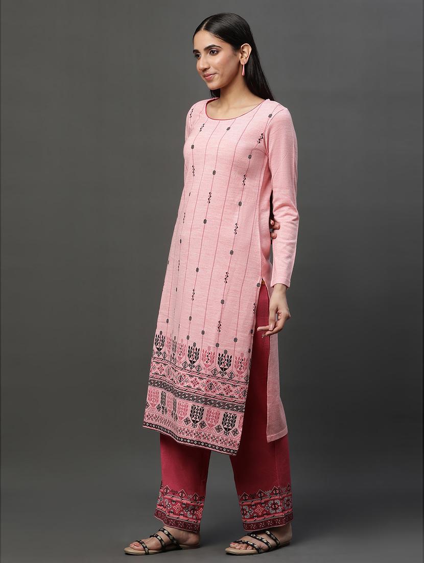 women rosewater round neck kurta palazzzo set - 20592316 - Standard Image - 2