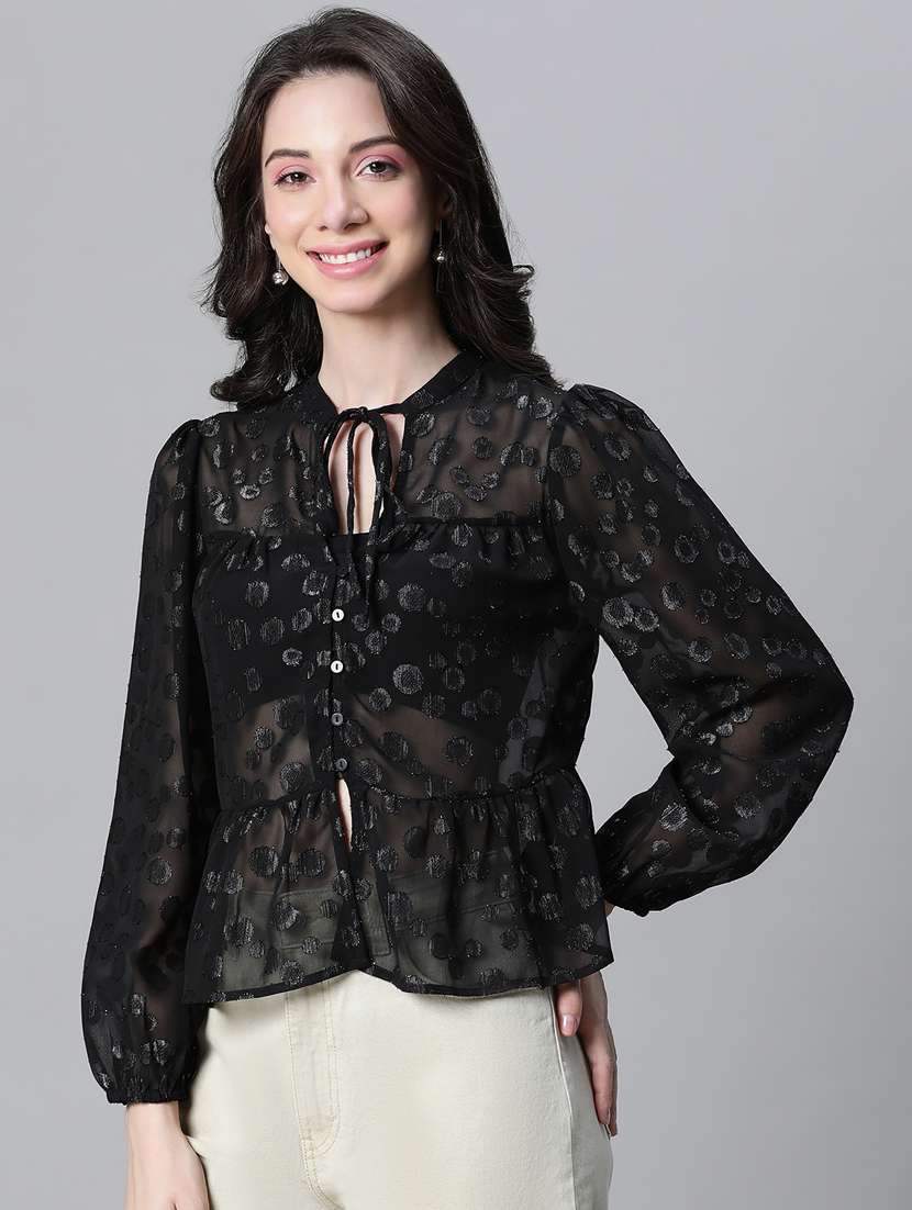 women self designed puff sleeves top - 20592364 - Standard Image - 2