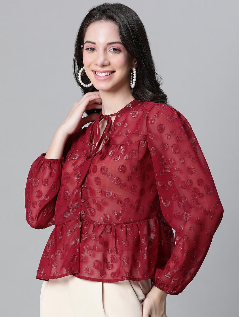 women self designed puff sleeves top - 20592367 - Standard Image - 2