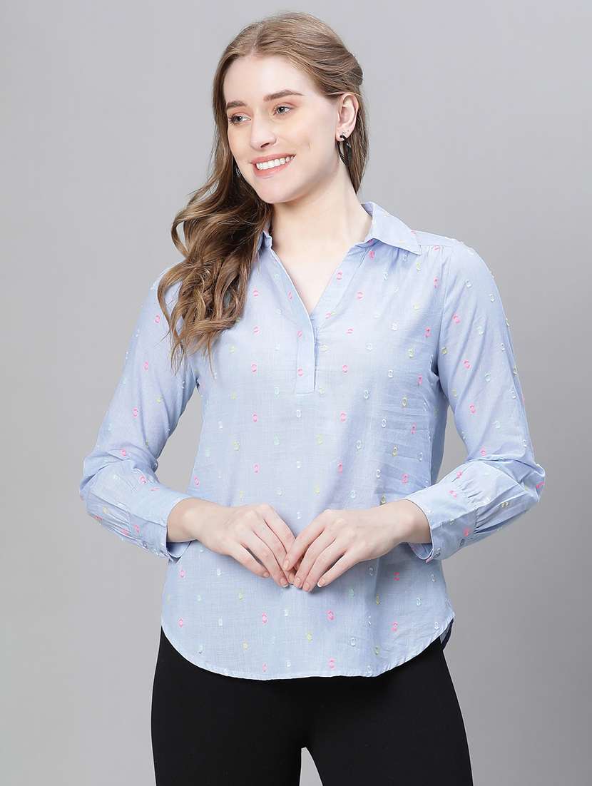 women self designed collared top