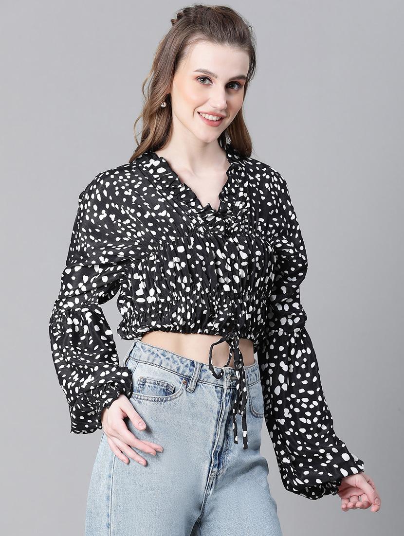 women animal print blouson top - 20592423 - Standard Image - 2