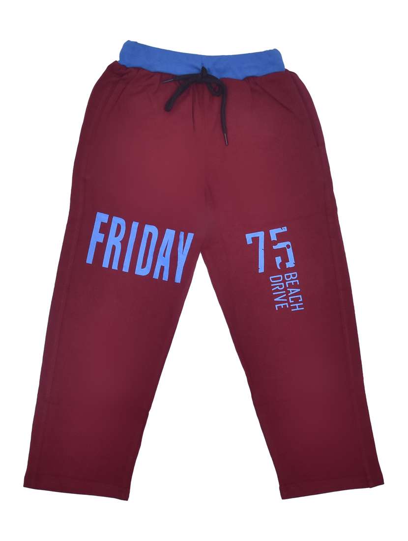 boys red typographic regular track pant