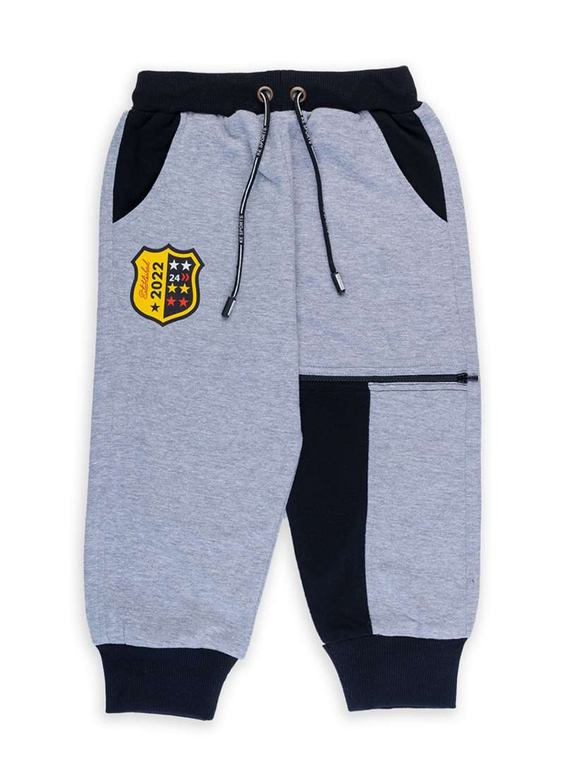 boys grey color block regular jogger