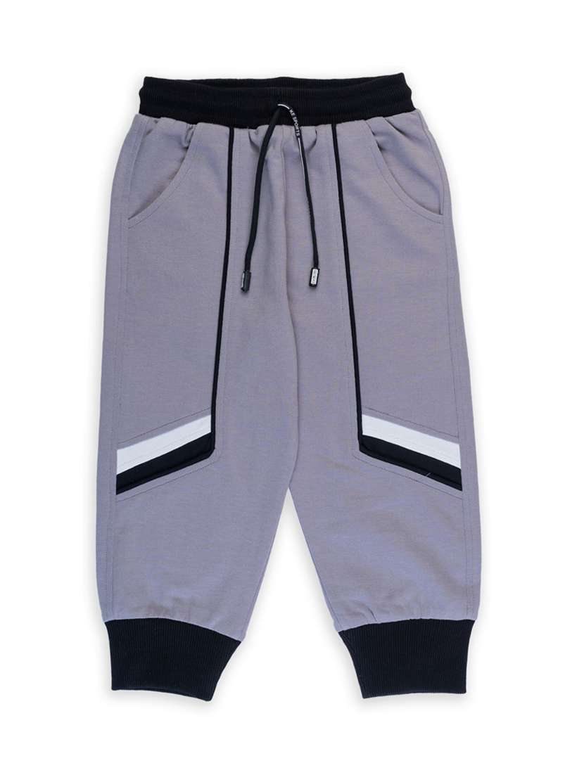 boys grey color block regular jogger