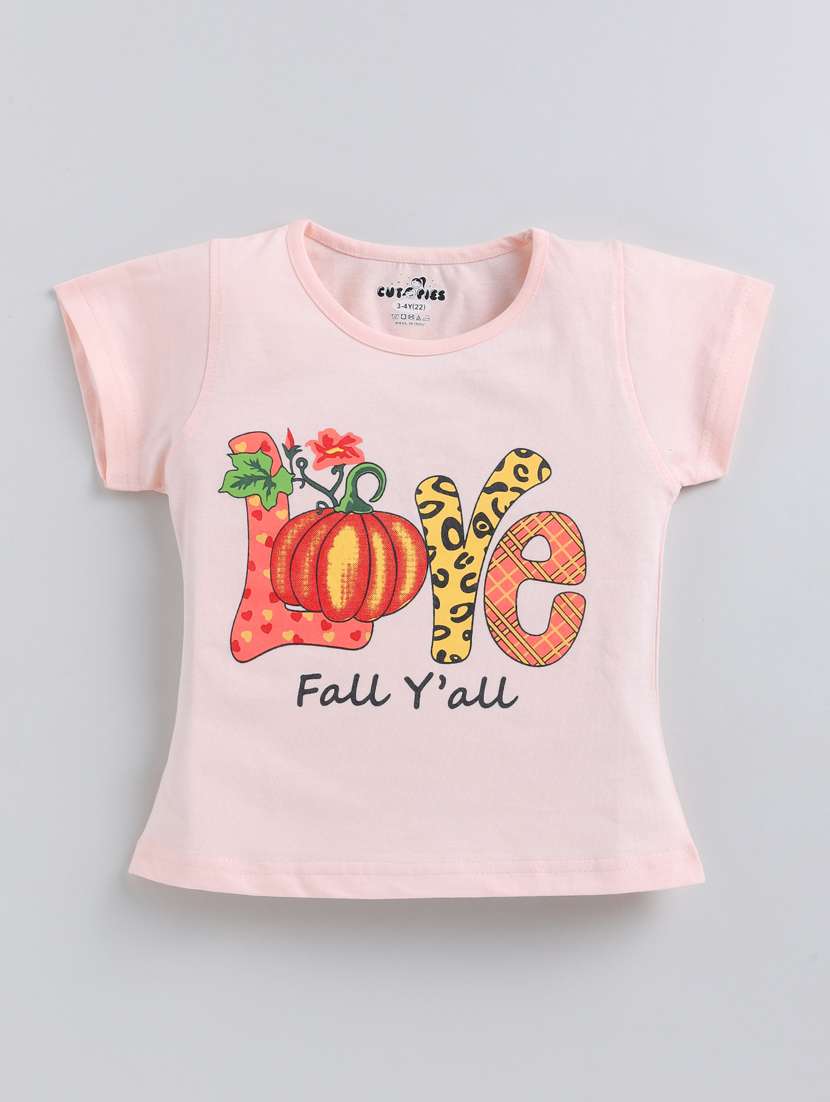 girls round neck graphic regular t-shirt & shorts set - 20593334 -  Standard Image - 2