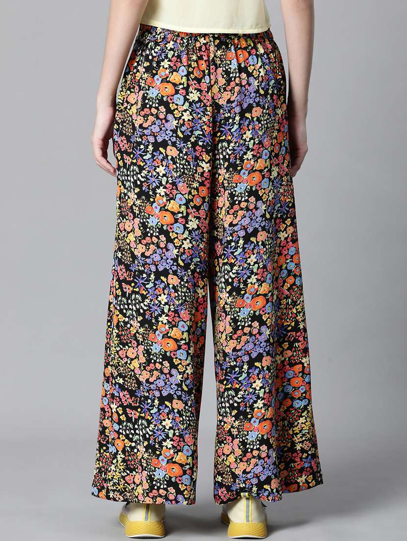 black floral printed wide leg trouser - 20593464 -  Standard Image - 2