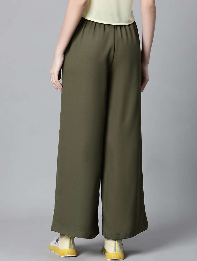 solid olive green flat front trouser - 20593465 -  Standard Image - 2