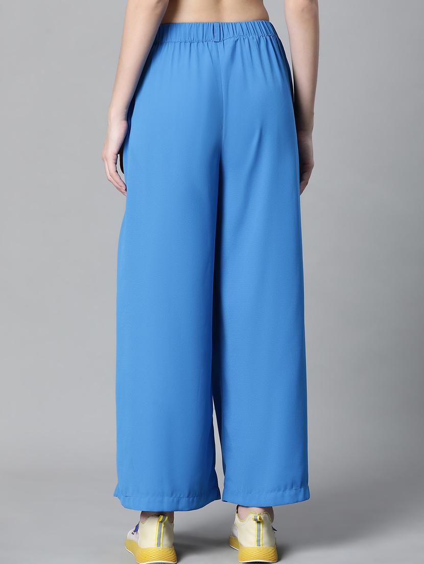 women solid mid rise pleated korean pants - 20593469 - Standard Image - 2