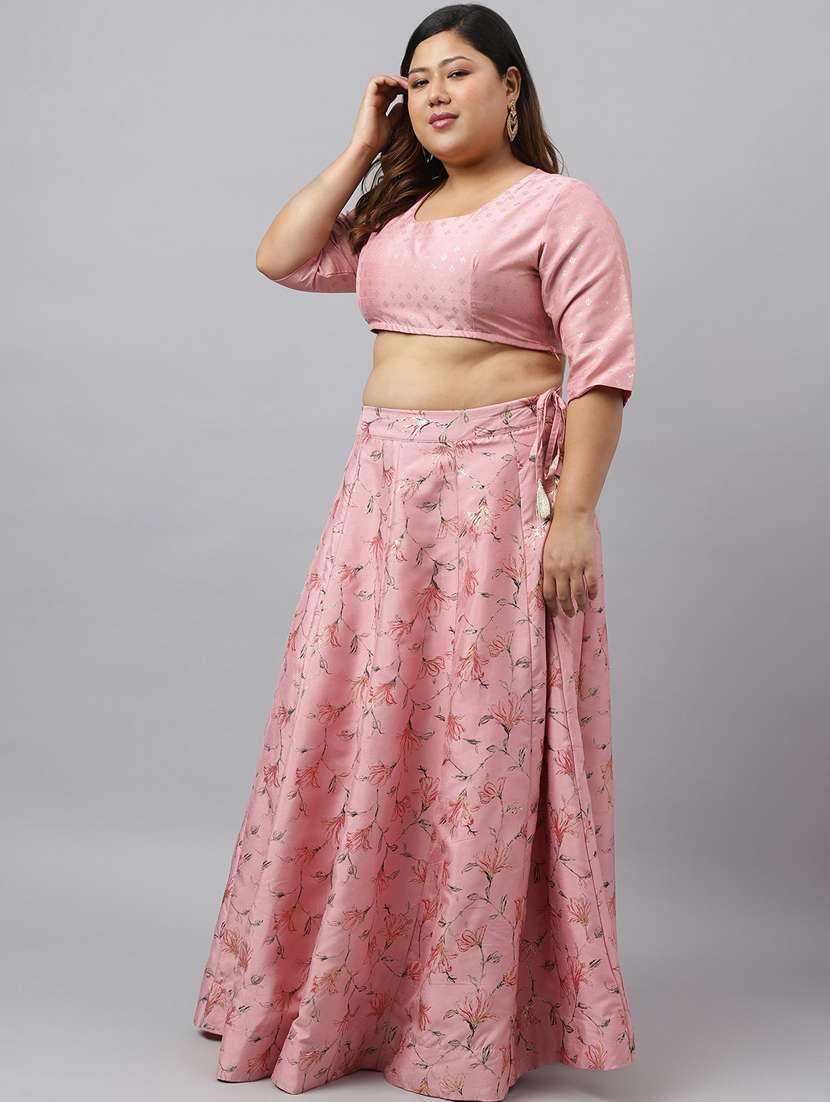 pink flared lehenga choli with dupatta set - 20593479 -  Standard Image - 2