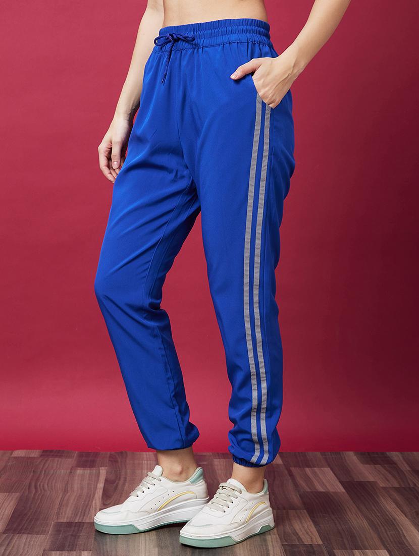 women high rise blue solid track pant - 20594208 - Standard Image - 2