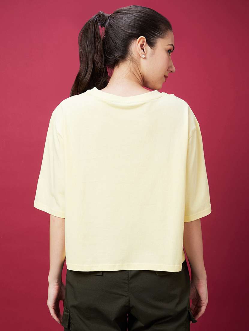 women front print round neck t-shirt - 20594231 -  Standard Image - 2