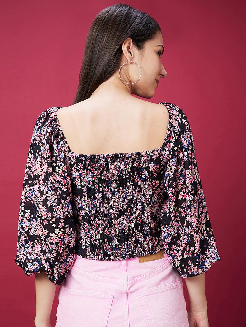 black viscose crop top - 20594244 - Standard Image - 2