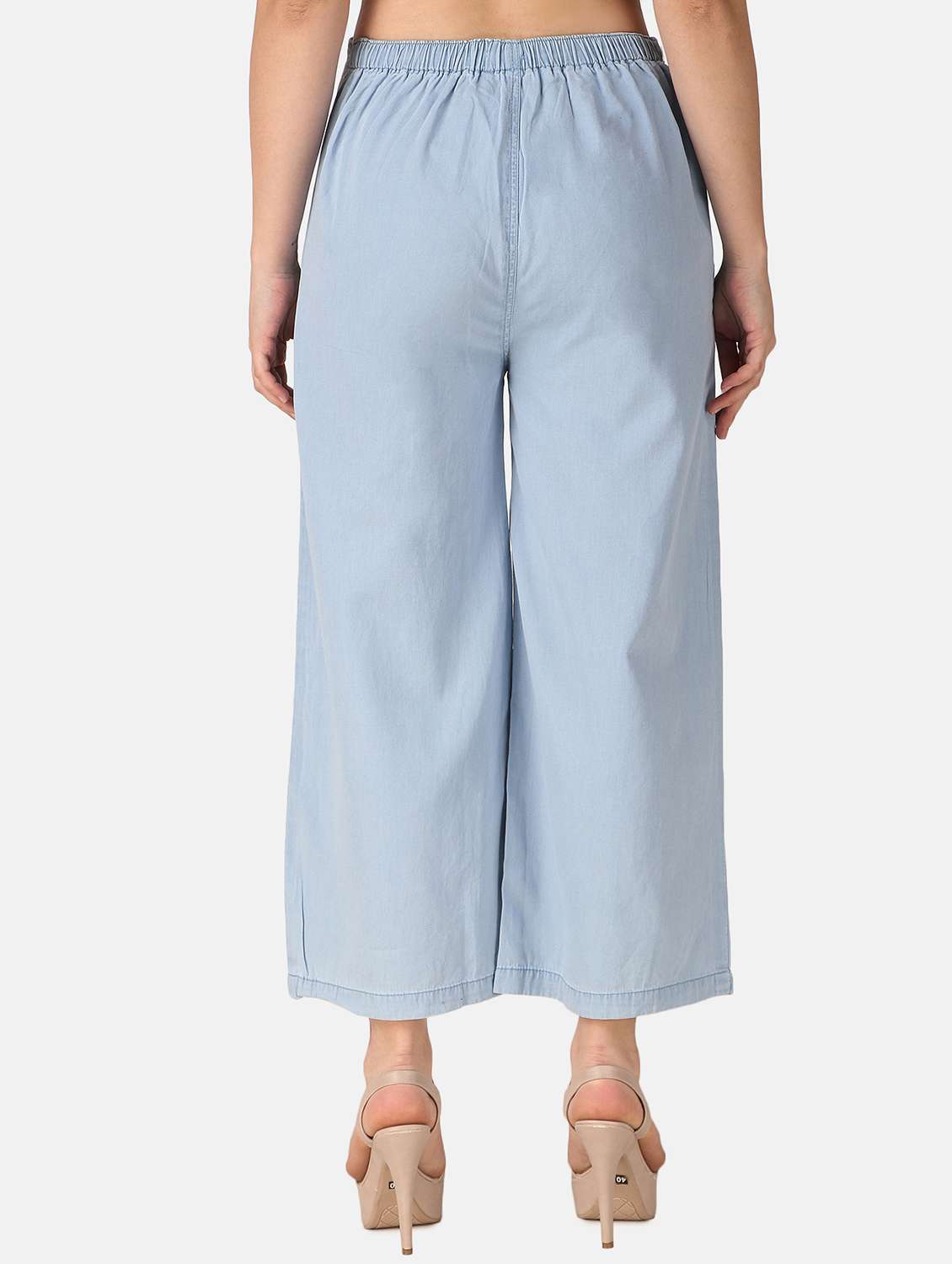 women mid-rise light blue floral printed palazzo - 20594452 -  Standard Image - 2