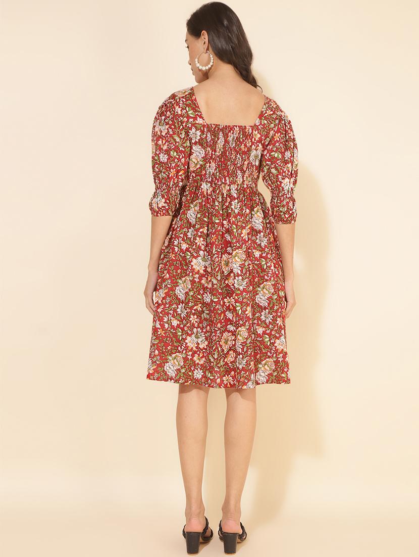 women red floral printed fit & flare dress - 20594464 - Standard Image - 2