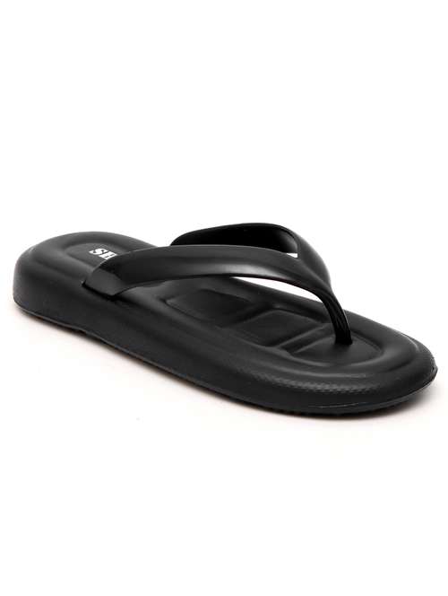 women solid black flip flop - 20594485 - Standard Image - 0