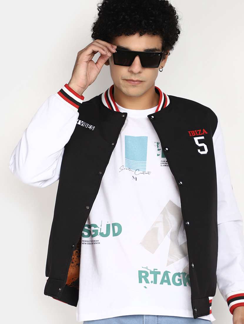 men color block long sleeve varsity jacket - 20594710 -  Standard Image - 2