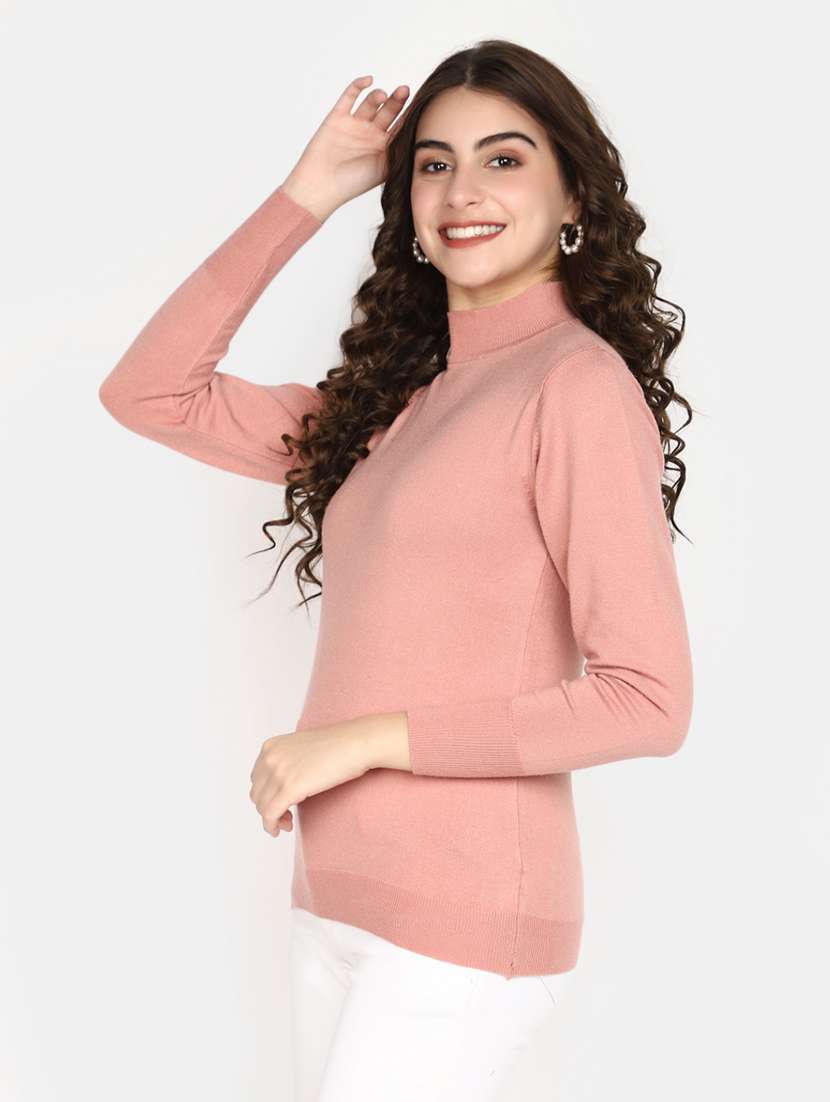 women solid mock neck pullover - 20594733 -  Standard Image - 2
