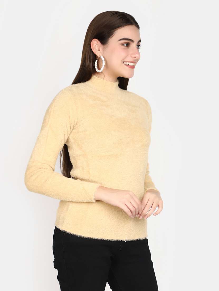 women solid long sleeves pullover - 20594750 -  Standard Image - 2