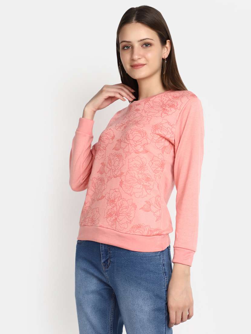 women floral print sleeves pullover - 20594757 -  Standard Image - 2
