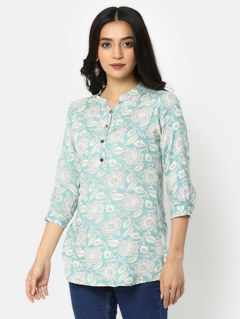women light blue printed regular top - 20594772 - Standard Image - 2