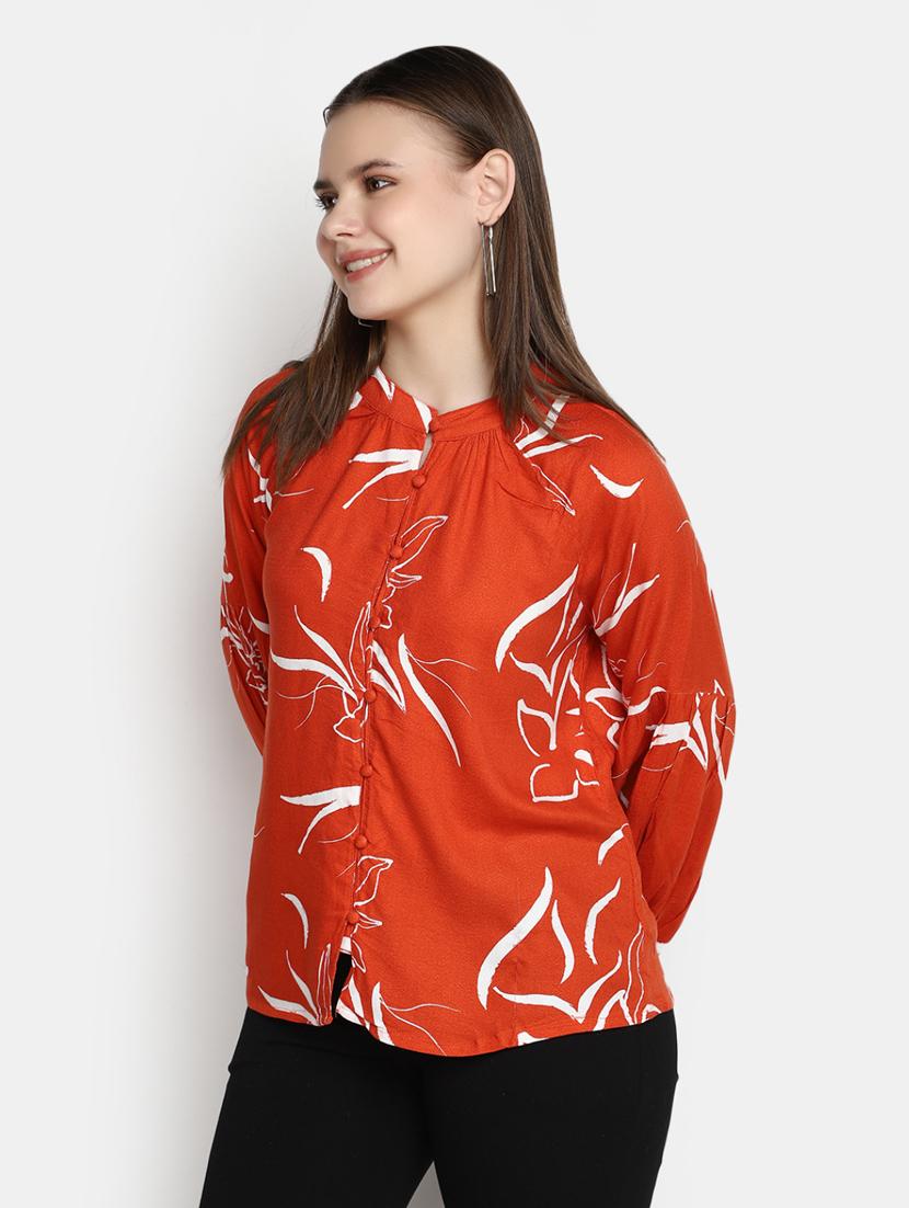 women orange regular fit printed top - 20594773 - Standard Image - 2