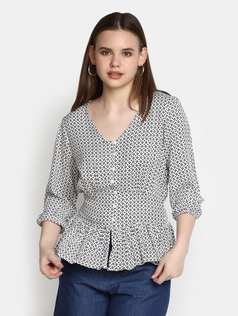 women white printed peplum top