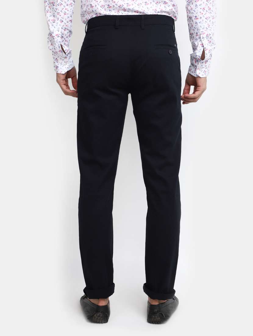 men mid-rise black solid casual chinos - 20594844 -  Standard Image - 2