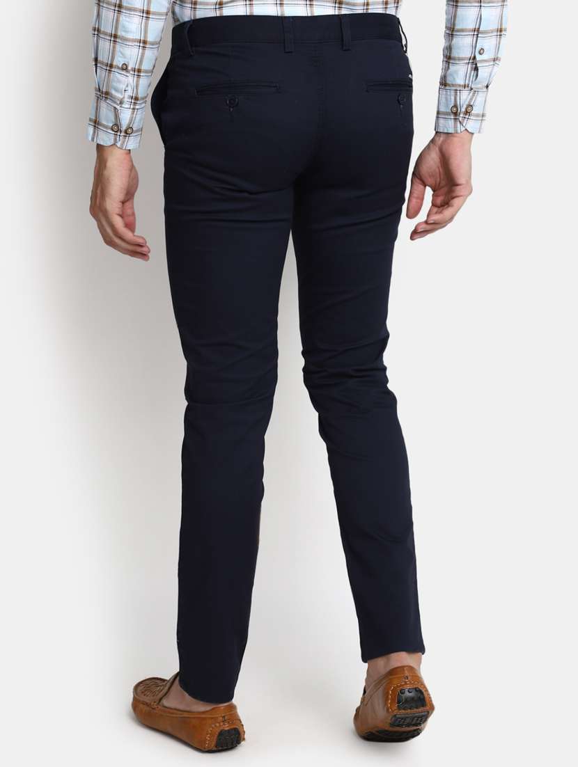 men mid-rise navy blue solid casual chinos - 20594848 -  Standard Image - 2