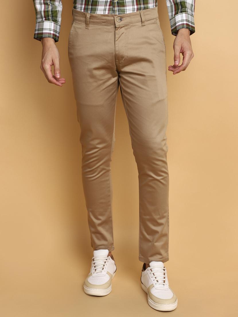 men solid mid rise chinos - 20594850 -  Zoom Image - 0