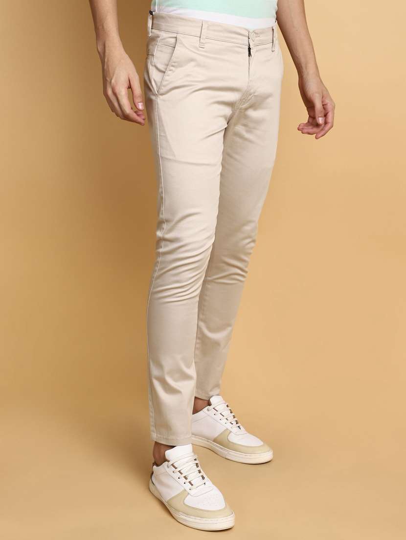 men mid-rise beige solid casual chinos - 20594851 -  Standard Image - 2