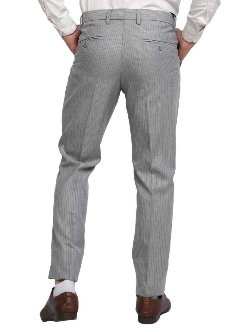 men mid-rise grey striped formal trouser - 20594873 -  Standard Image - 2