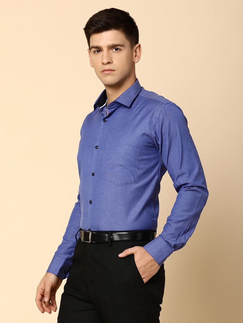 men solid blue formal shirt - 20594901 - Standard Image - 2