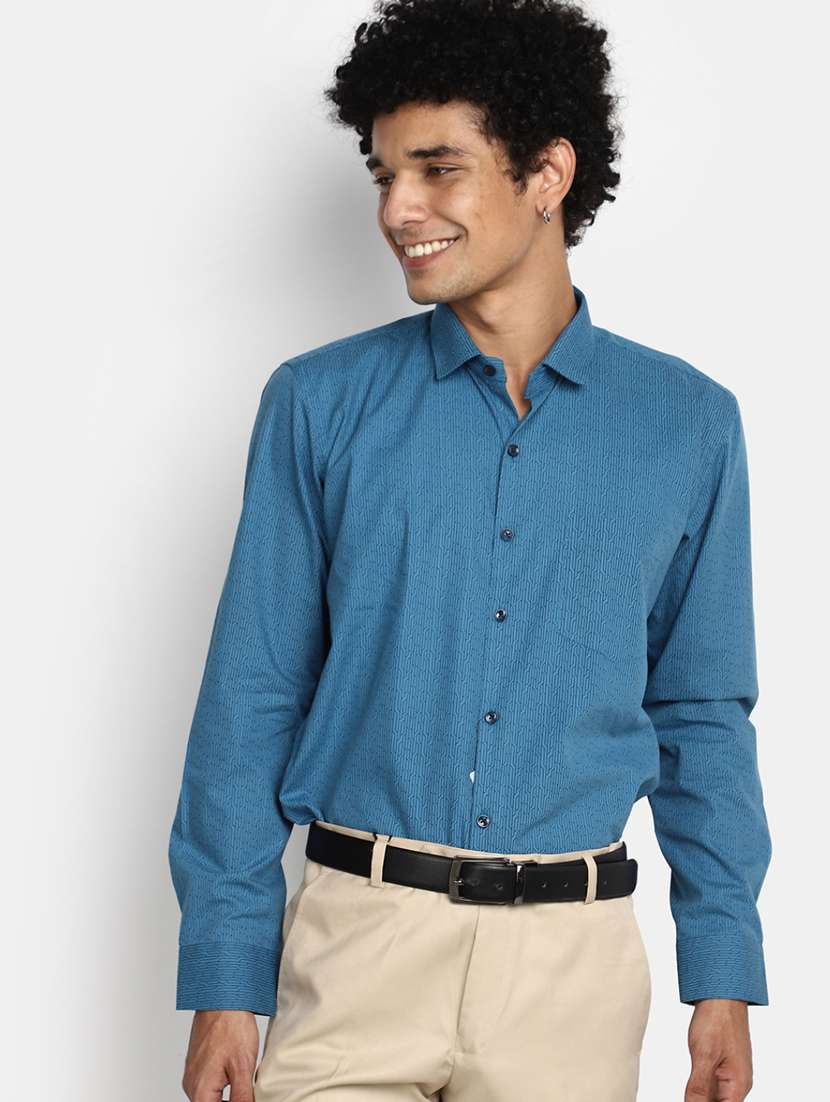 men blue all over printed formal shirt - 20594907 -  Standard Image - 2