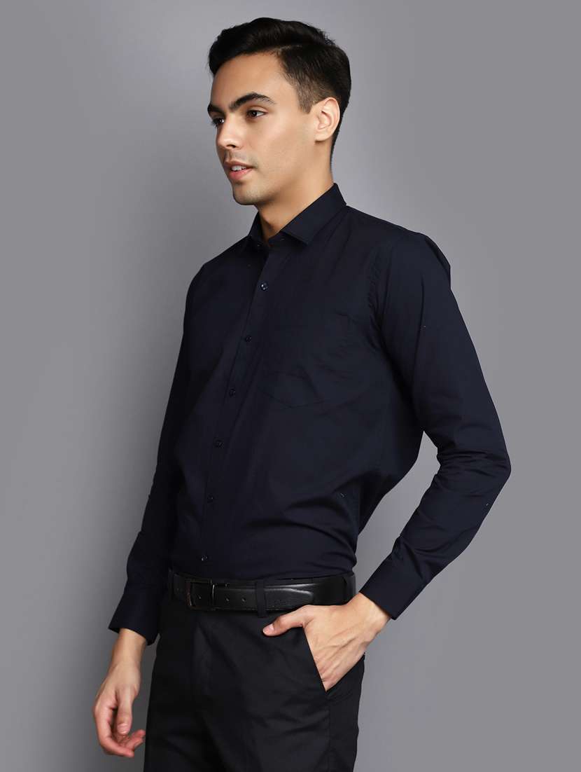 men solid navy blue formal shirt - 20594909 -  Standard Image - 2