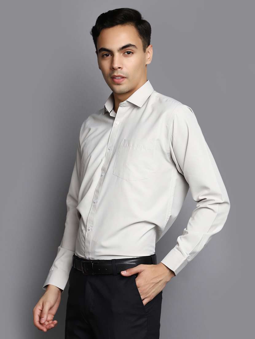 men solid grey formal shirt - 20594914 -  Standard Image - 2