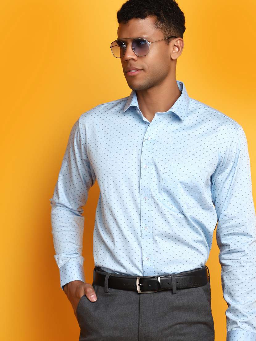 men light blue micro printed formal shirt - 20594919 -  Standard Image - 2