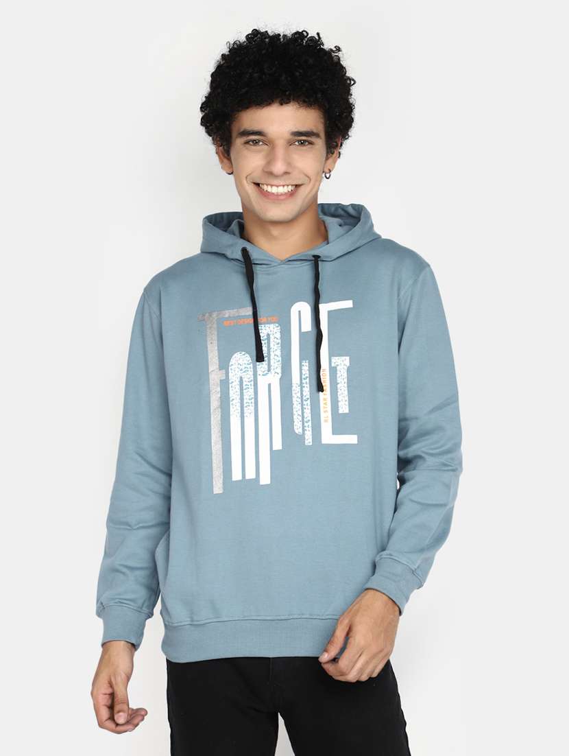 men front print hooded sweatshirt