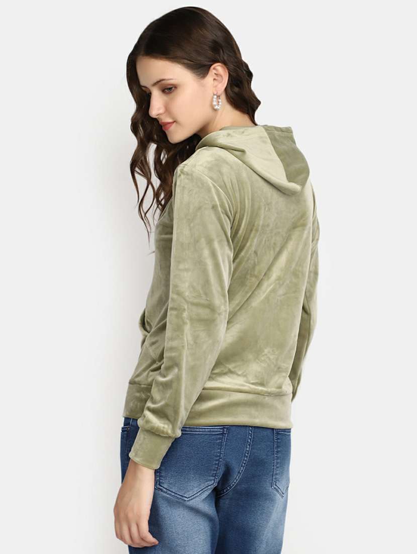 Women Solid Hooded Sweatshirt - 20595039 -  Standard Image - 2