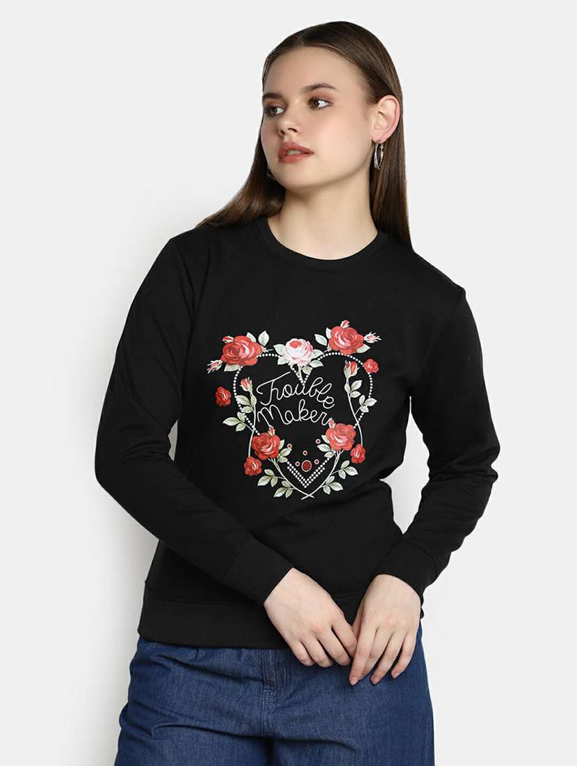 women long sleeved front print sweatshirt